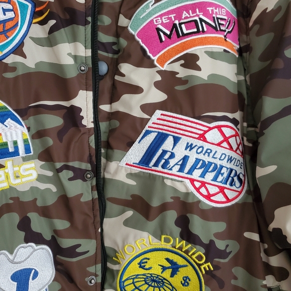 HUDSON Money Team Flight Bomber Puffer Camo Jacket 4X - Picture 6 of 6